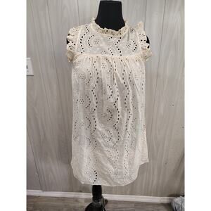 En Creme Womens Eyelet Dress Sleeveless Ombre Creme Blue Cottage NWT Feminine M